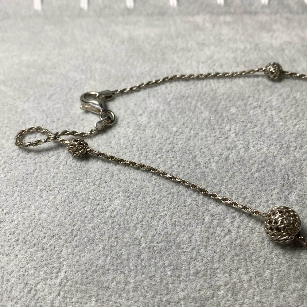 Sterling Silver Italian Woven Ball Chain Necklace 17” 925